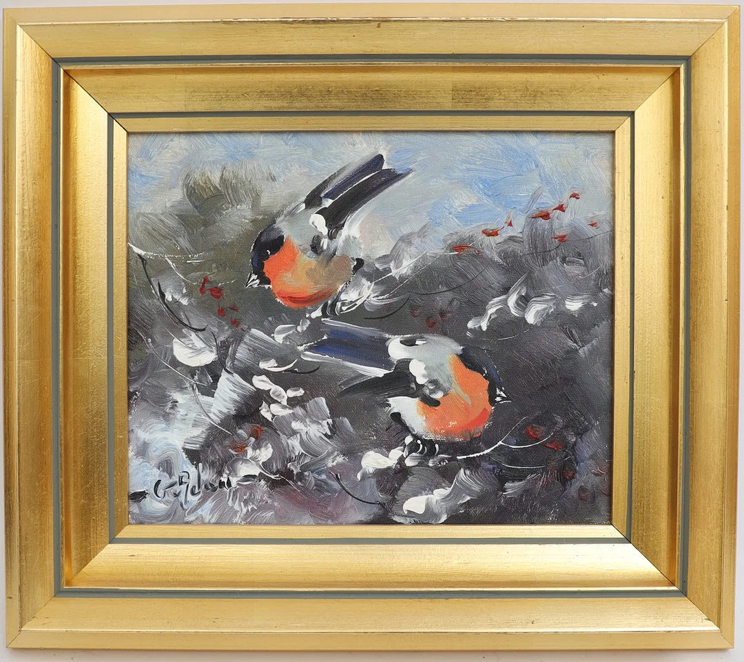 GUSTAV ADON. "Domherre" oljemålning på duk, signerad. — Paintings — Falun Auktionsbyrå