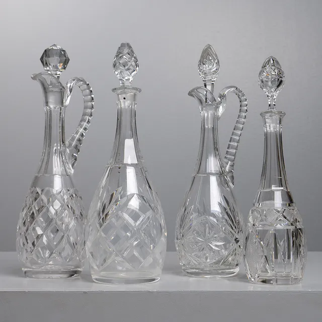 KARAFFER, 4 st, slipat glas, 1900-talets mitt.