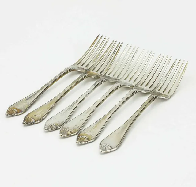DESSERTGAFFLAR, 6 st, silver 950, Frankrike, omkring 18/1900-tal.