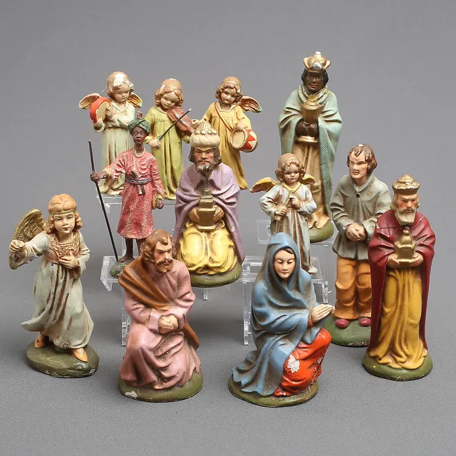 FIGURER, 12 st, till krubba, konstmassa.