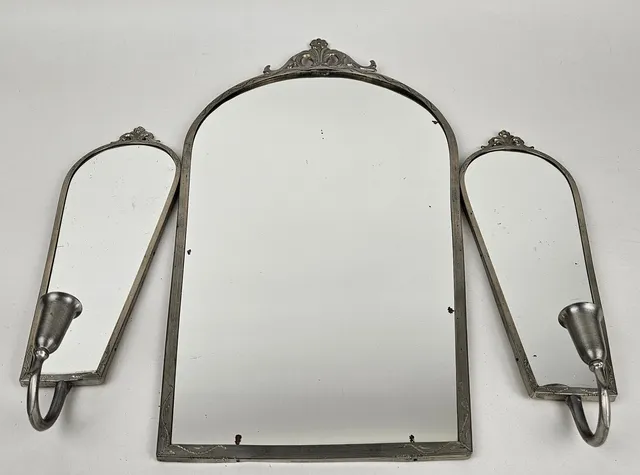 SPEGEL MED LAMPETTER, tenn, 1930/40-tal.