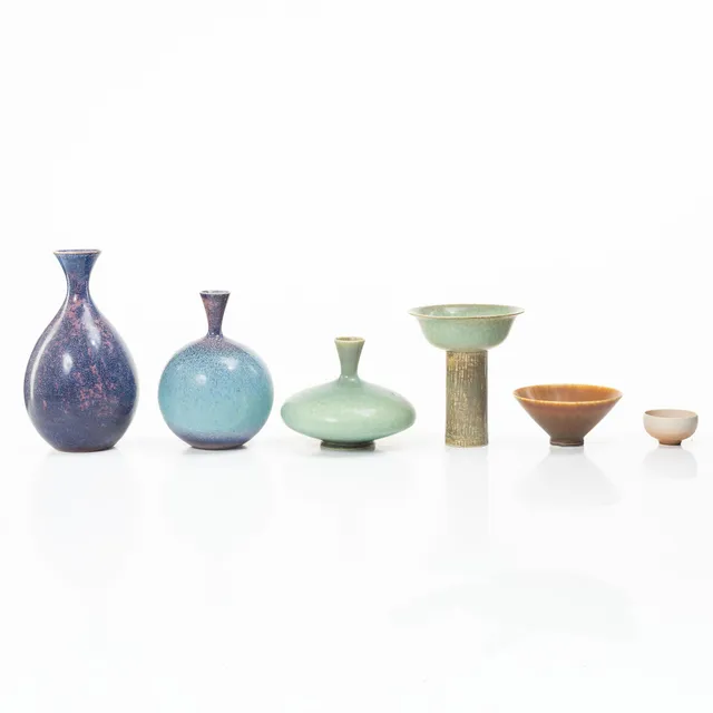 Sven Wejsfelt, vaser, 3 st, och skålar, 3 st, unika, stengods, Gustavsbergs Studio 1986-93.