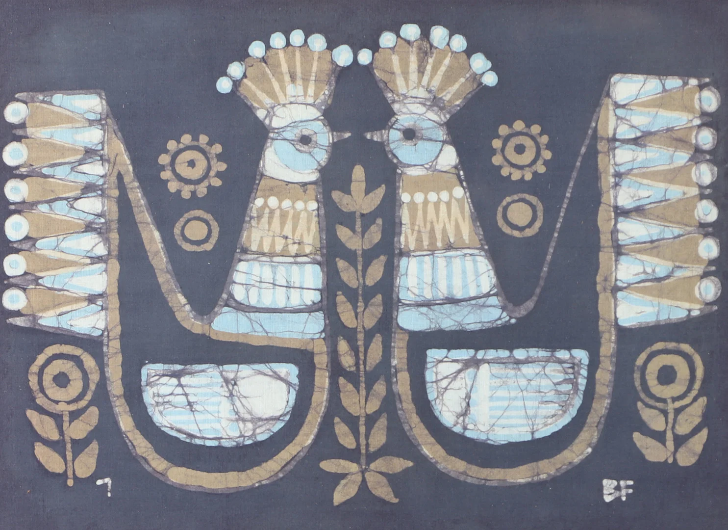 BRITT FRYKSTRAND FAJERSSON. Fåglar, batik, signerad B.F. — Other — Helsingborgs Auktionskammare