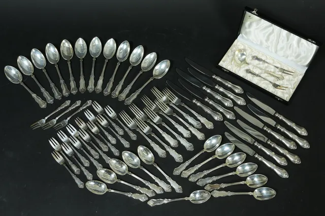 A. Dragsted. Rosenborg. Sterling silver cutlery (62)