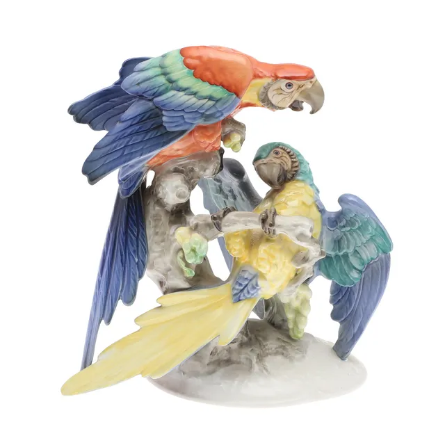 HUTSCHENREUTHER - PORCELAIN PARROT GROUP - FRITZ.
