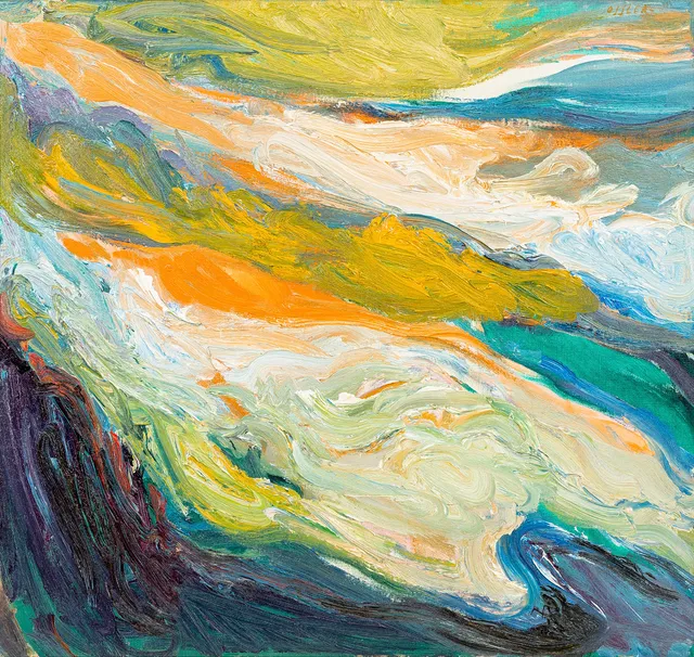 BENGT OSSLER (1932-1998). "Vattnet i forsen", olja på duk, signerad.