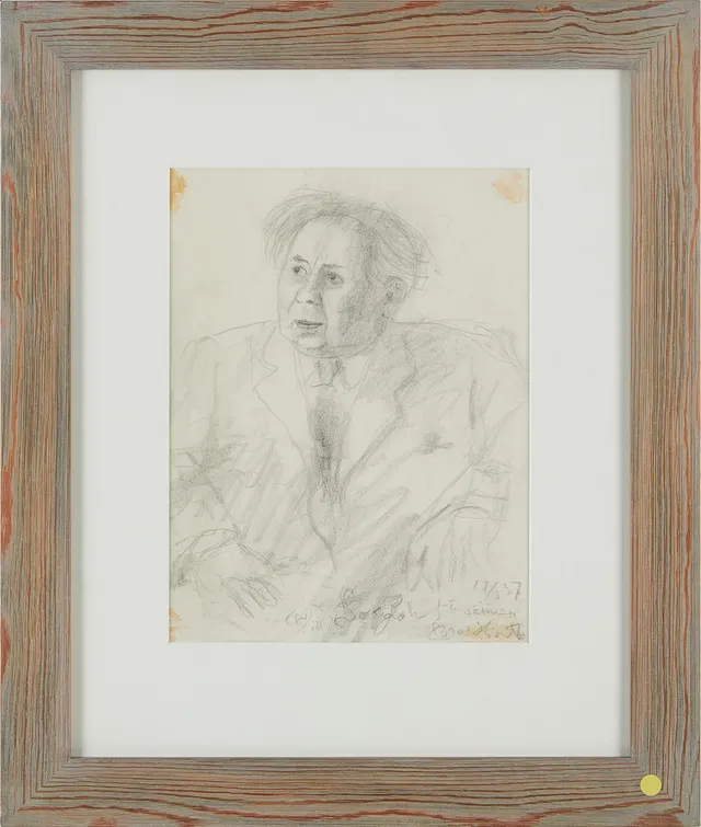 BROR HJORTH. Porträtt av Ivar Lo-Johansson, blyerts på papper, signerad Bror Hjorth, 17/3 -37.