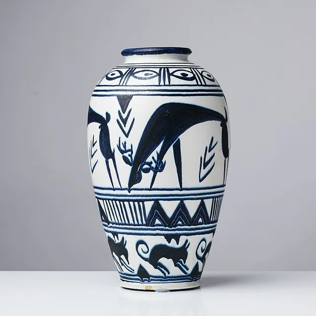 METTE DOLLER. GOLVVAS, 1900-talets mitt, djurmotiv, Höganäs.