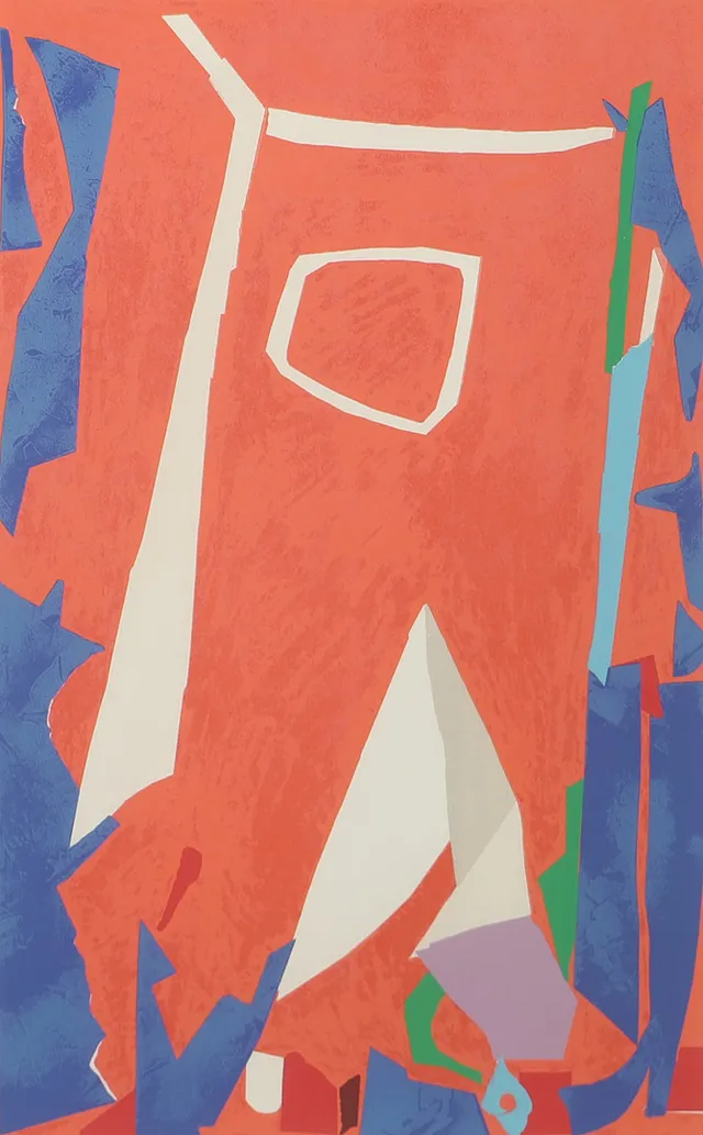ANDRÉ LANSKOY. Komposition, färglitografi, signerad.