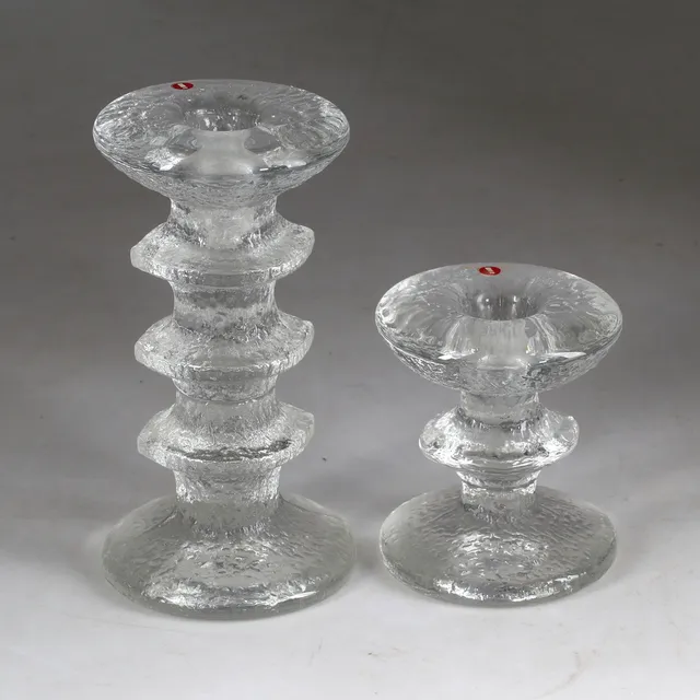 TIMO SARPANEVA. Ljusstakar, 2 st, glas, "Festivo", Iittala, Finland.
