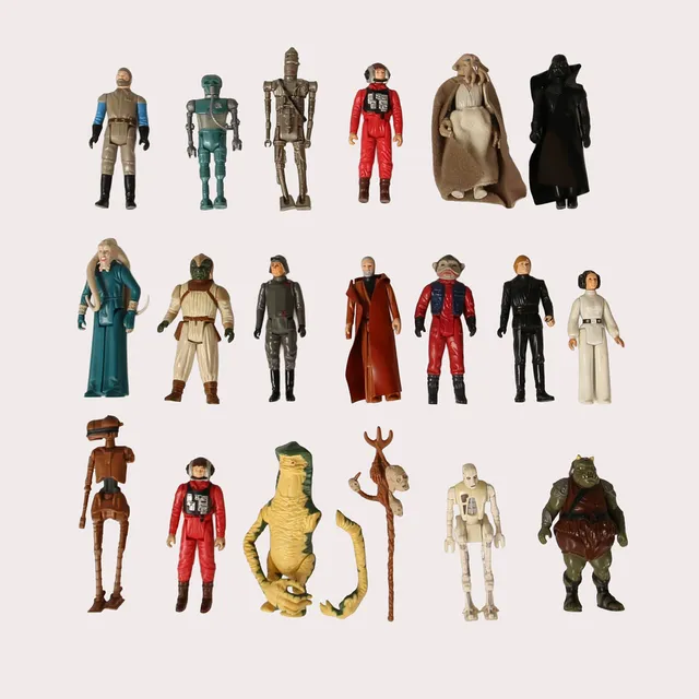 STAR WARS FIGURER, Bib Fortuna, Klaatu, 8D8, Gamorrean Guard, B-Wing Pilot, General Madine, Luke Skywalker, Ben Kenobi, IG-88, Squidhead ,Amanaman, Dart Wader, Nien Nunb mfl Kenner 1979-1985, 18 stycken.