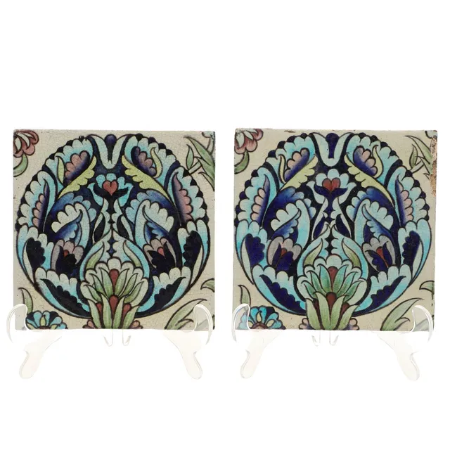 WILLIAM DE MORGAN - PAIR OF POTTERY TILES.