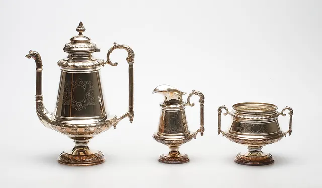 KAFFESERVIS, nysilver, GAB, 1900-talets första hälft.