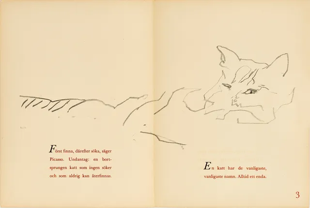 BIRGITTA LILJEBLADH (Göteborg 1924-2014 Göteborg). Katt, monogramsignerad och daterad 56., text Lars Forsell, litografi.