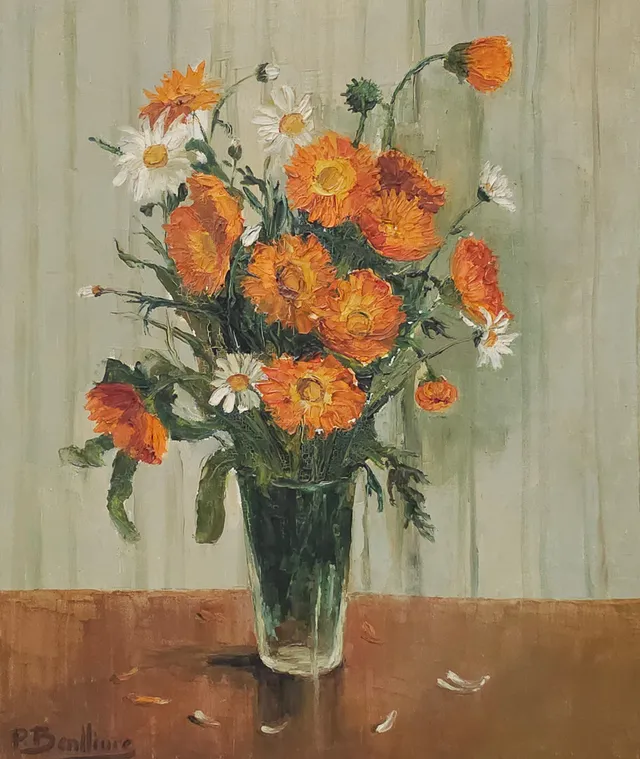 P.BENLLIURE. bodegón de flores.