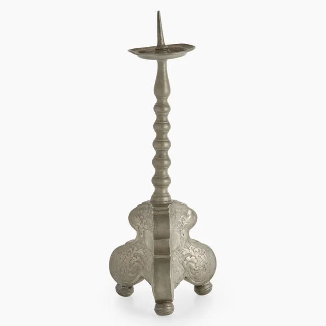 ALTARLJUSSTAKE, tenn, barock, stämplad för Carl August Seybold, Grossenhain, Tyskland, 1700-talets mitt.