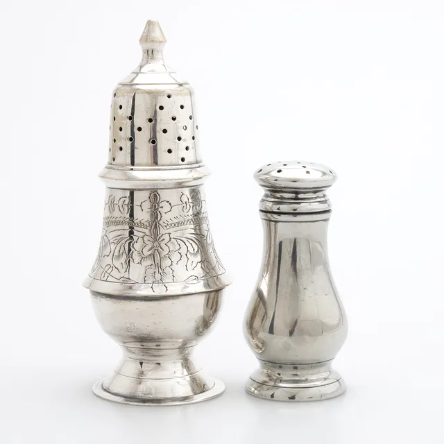 STRÖARE, 2 st, nysilver, 1900-talets mitt.