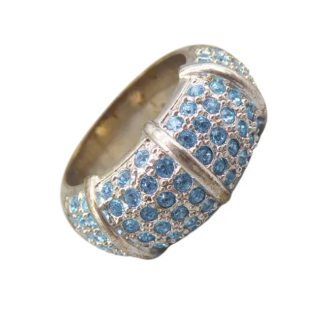 925ER SILBERRING BESETZT MIT BLAUEN ZIRKONIA.