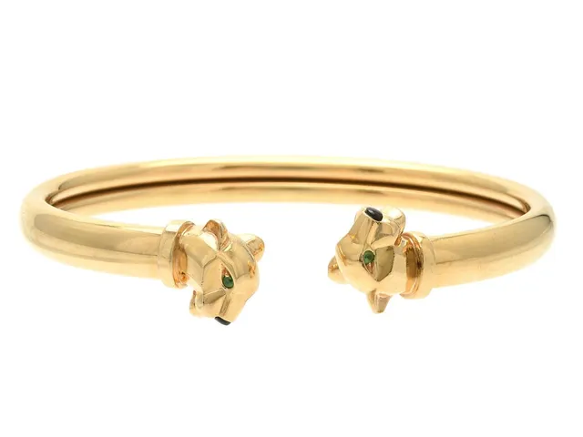 CARTIER, armband, Panthère de Cartier bracelet, 18K guld, tsavoriter, onyx, ref. nr. AKN045, certifikat, stl 17, vikt 27,2 g, originaletui.