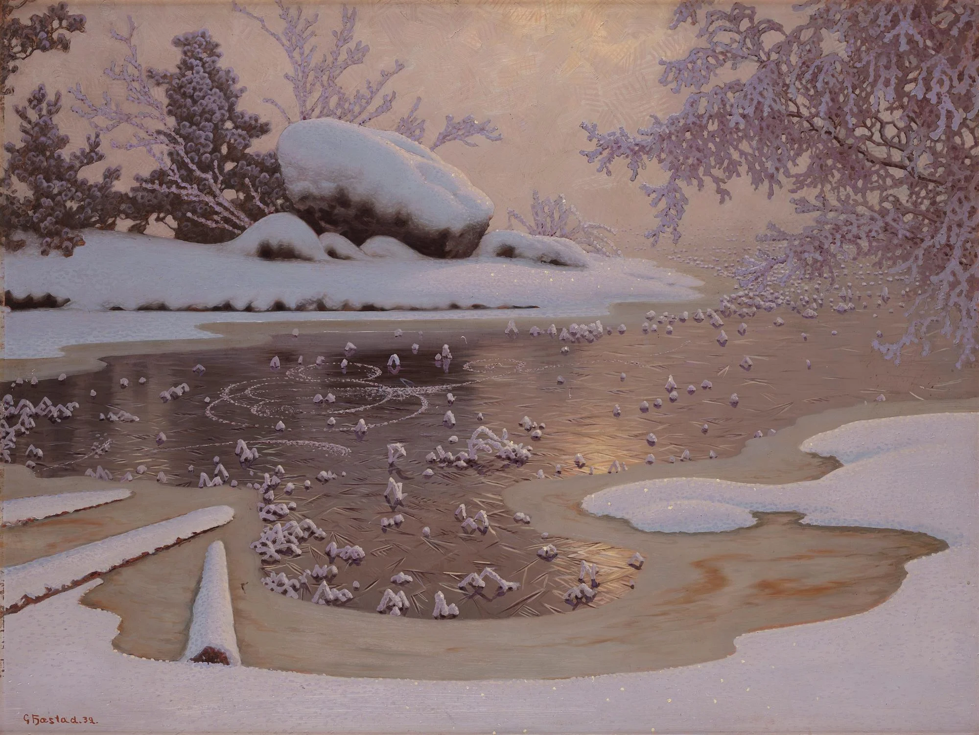 Gustaf Fjæstad, Rimfrost på en frusen sjö. — Bukowskis