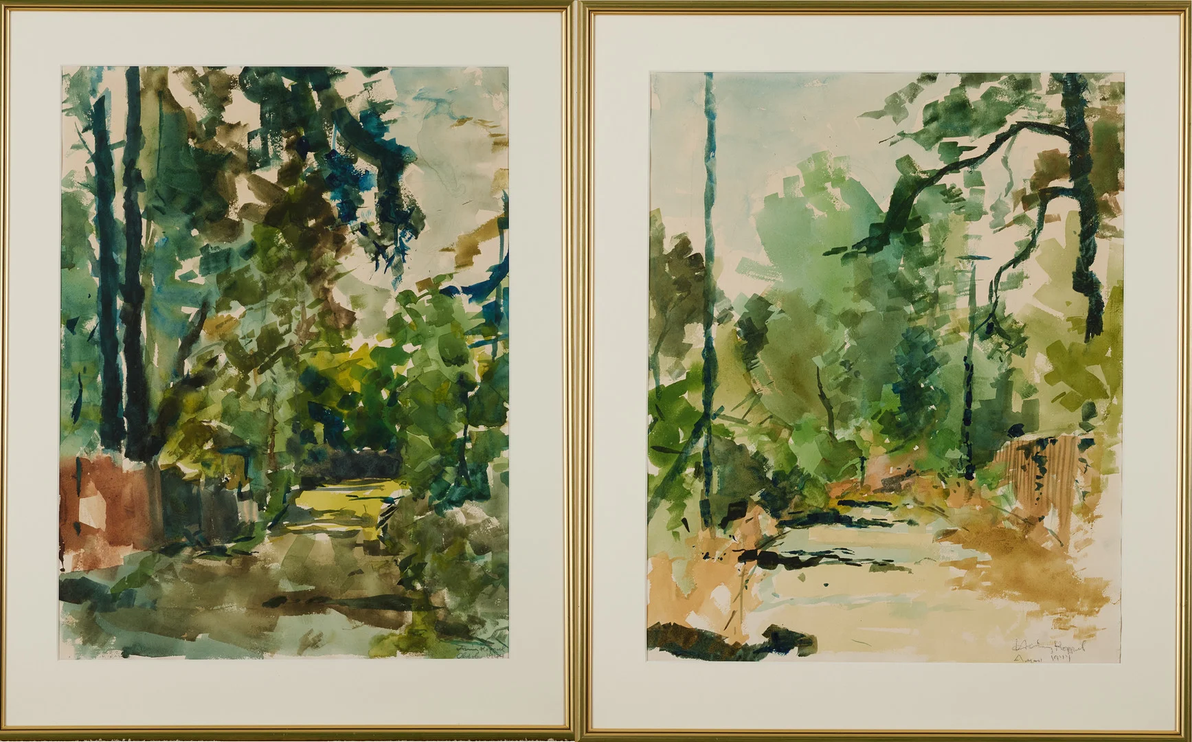 HENNING KOPPEL. skogsmotiv, 2 st, akvarell på papper, signerade. — Paintings — Stockholms Auktionsverk Magasin 5
