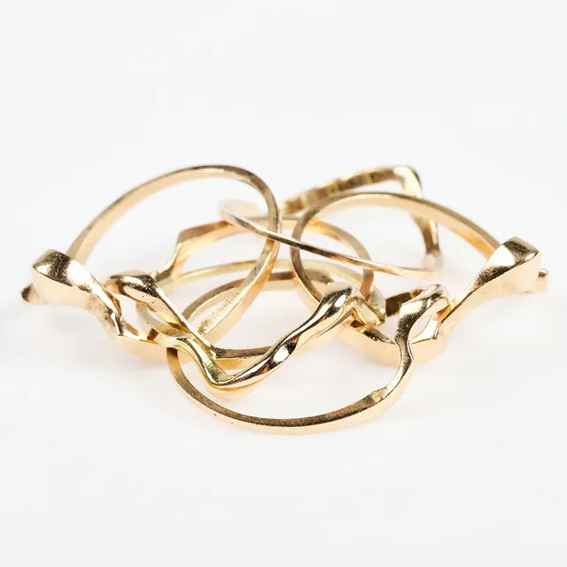 PUSSELRING, 6 delar, 14 K guld.