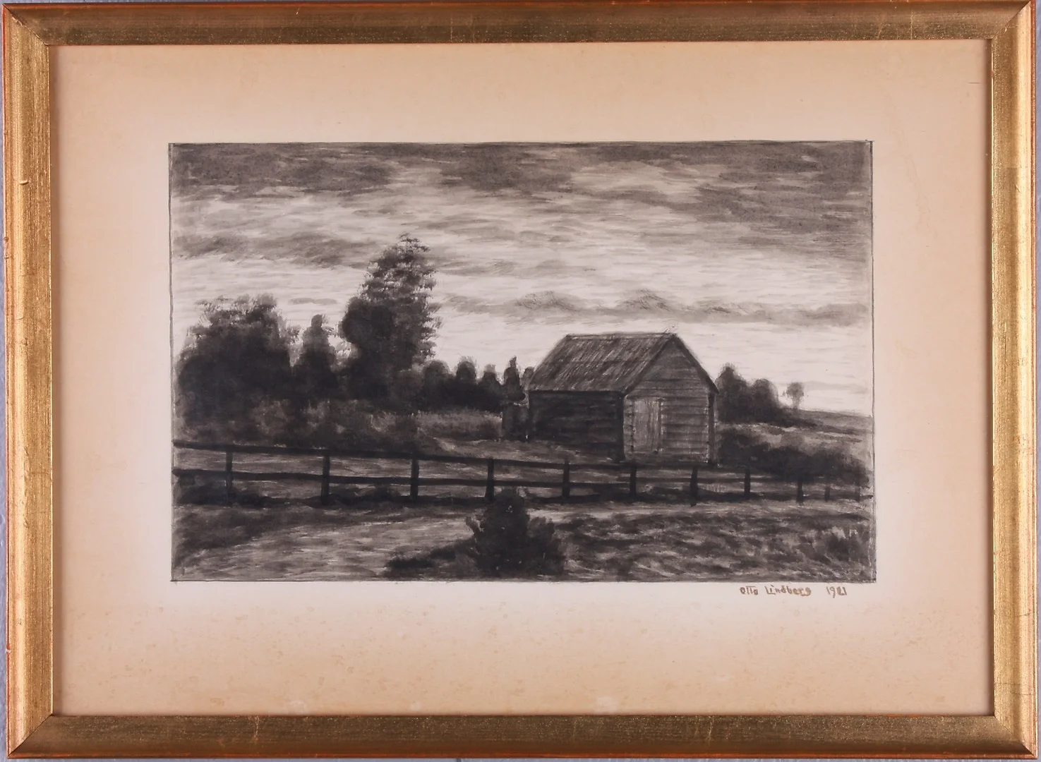 OTTO LINDBERG. kolteckningar, 2 st, signerade & daterade 1921. — Drawings — Södermanlands Auktionsverk