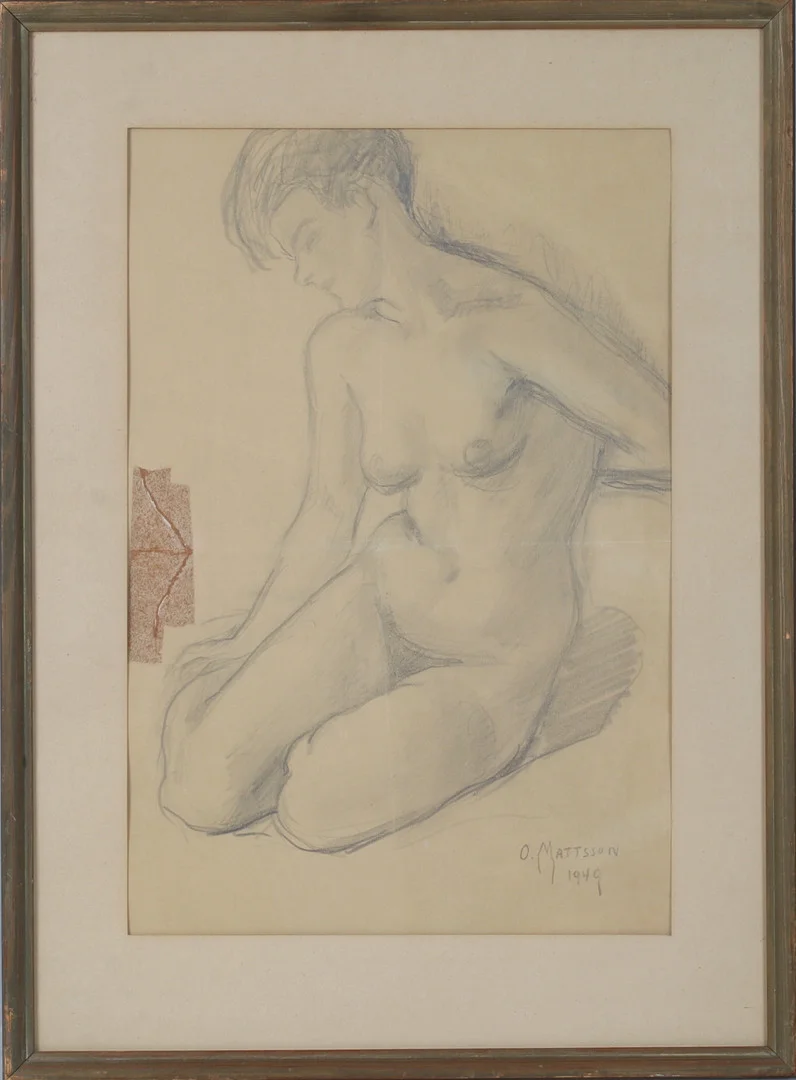 OLLE MATTSSON. Kvinnostudie, blyerts, signerad och daterad 1949. — Drawings — Stadsauktion Sundsvall