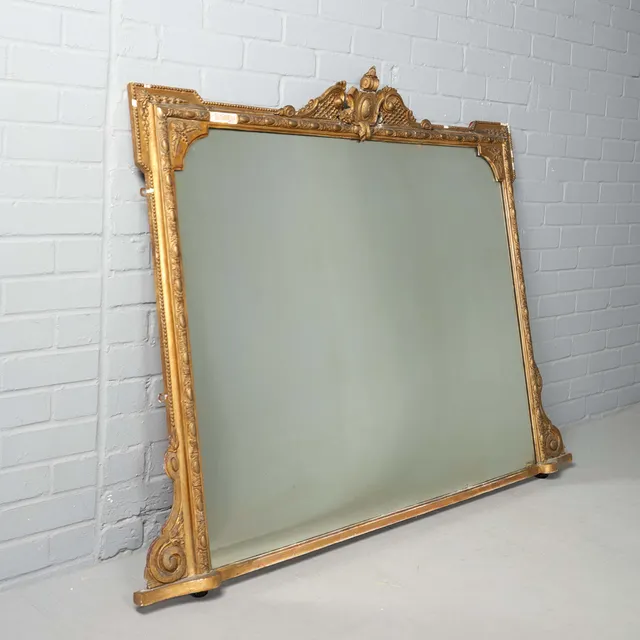 19TH CENTURY GILTWOOD AND GESSO OVERMANTEL.