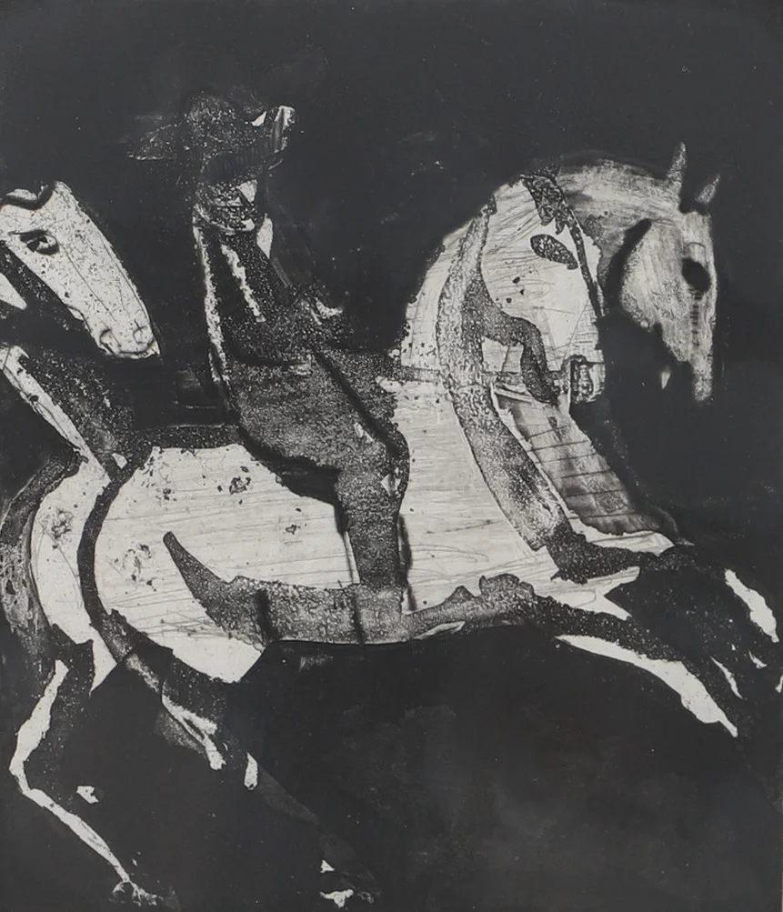 LENNART ROSENSOHN. Man på häst, etsning, signerad Rosensohn. — Engravings & Prints — Helsingborgs Auktionskammare