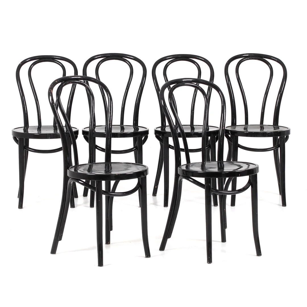 GILLIS LUNDGREN. Stolar, 6 st, "Ögla", böjträ, IKEA, 1900-talets andra hälft. — Armchairs & Chairs — Stadsauktion Sundsvall