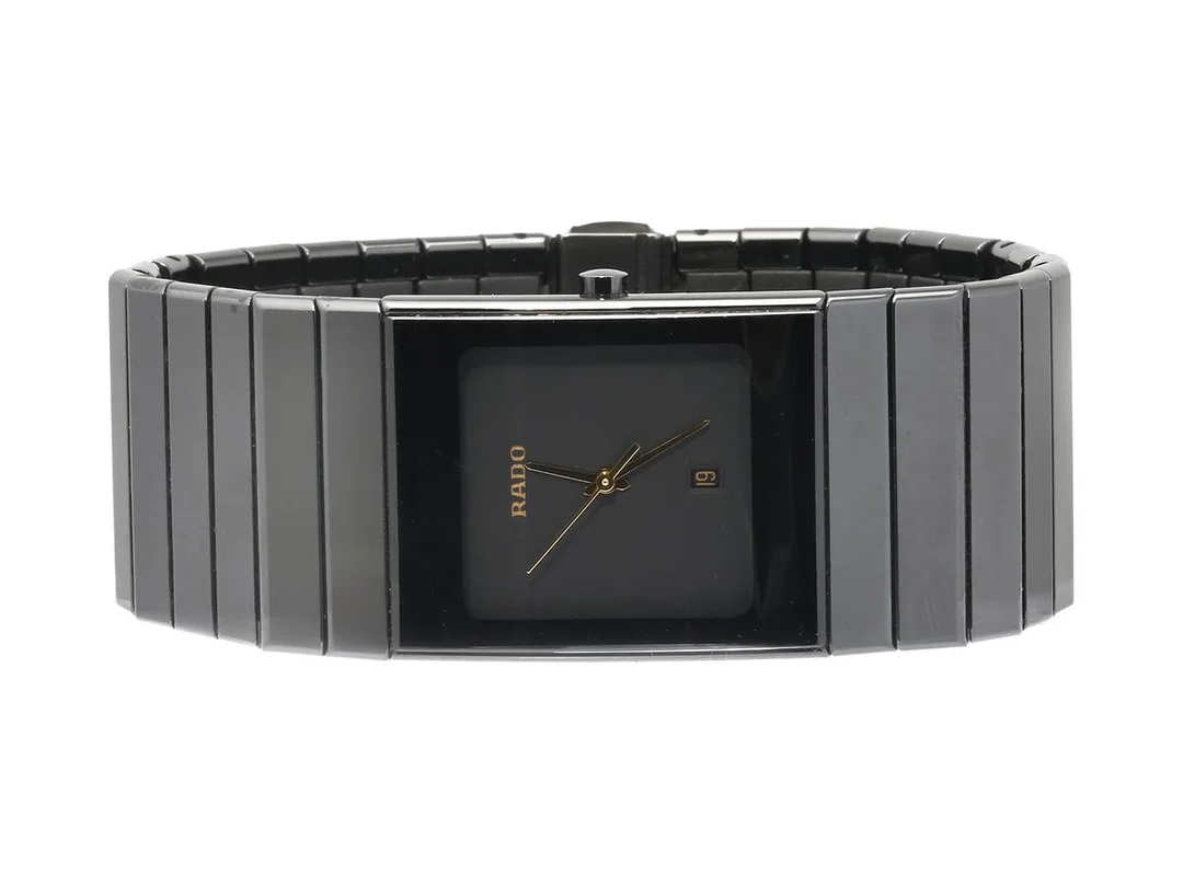 RADO, DiaStar, Ceramica, Serie nr. 01827106, Boett nr. 152.0347.3, herrur, 27 x 33 mm, high-tech ceramica, quartz, safirglas, datum, integrerad originallänk, viklås, Ref nr. 03984, ca 1995, box. — Klockor/Rado — Kaplans