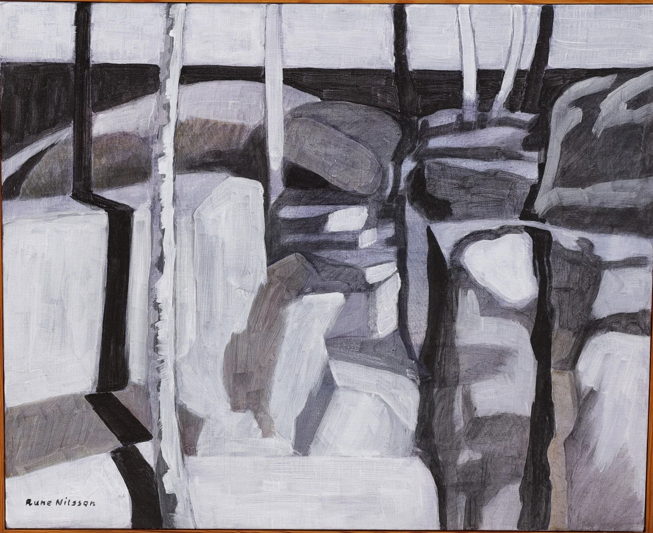 RUNE NILSSON. "Stenar V", olja på duk, signerad. — Paintings — Växjö Auktionskammare