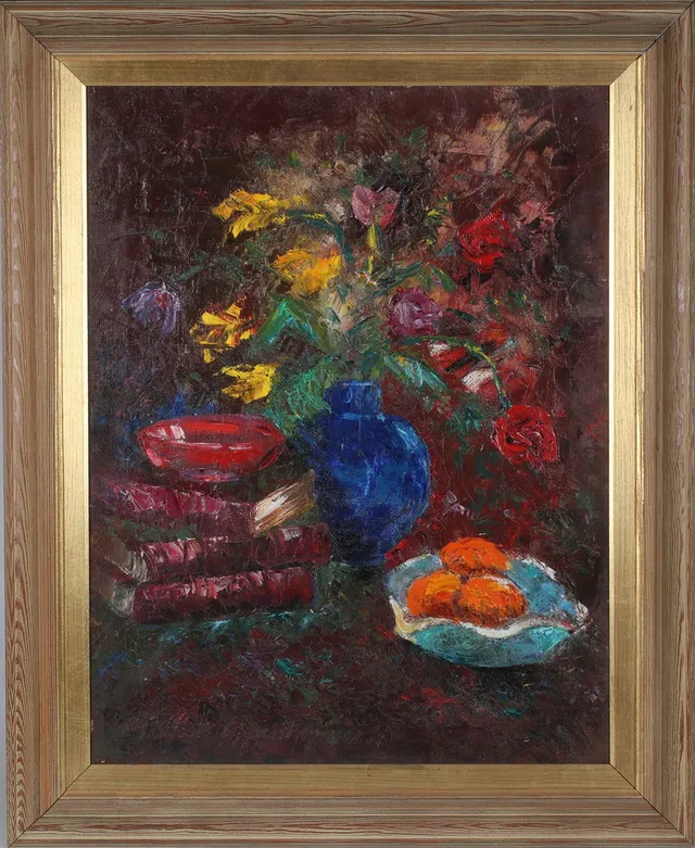 JOHNNY OPPENHEIMER. Blomsterstilleben, olja på duk, signerad.
