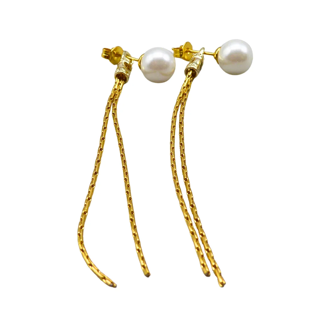 OHRRINGE MIT PERLE AUS METALL. — Earrings — Auktionshaus Stuber's Hammerschlag