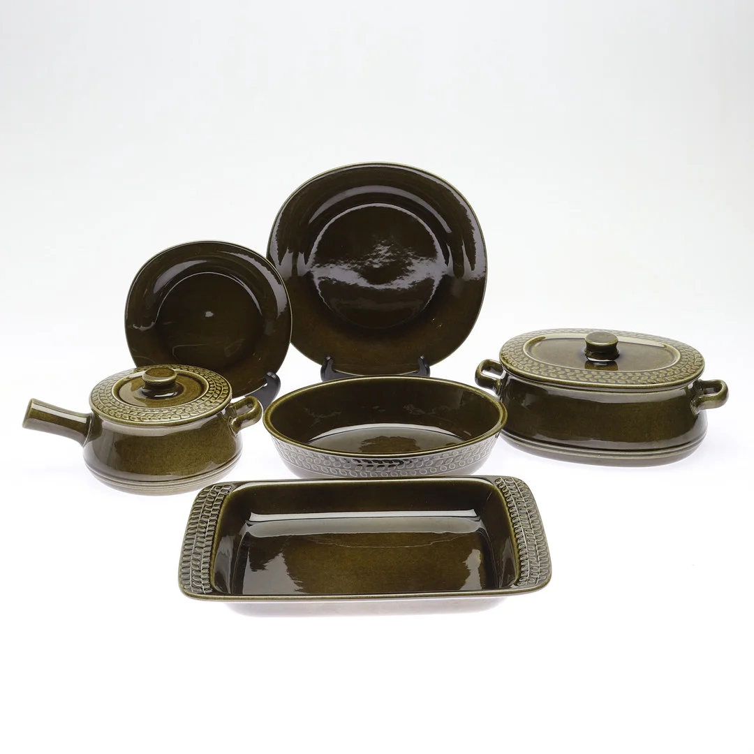SERVISDELAR, 20 st, flintgods, "Limbo Grön", Rörstrand, 1960-tal. — Tableware — Gomér & Andersson Norrköping
