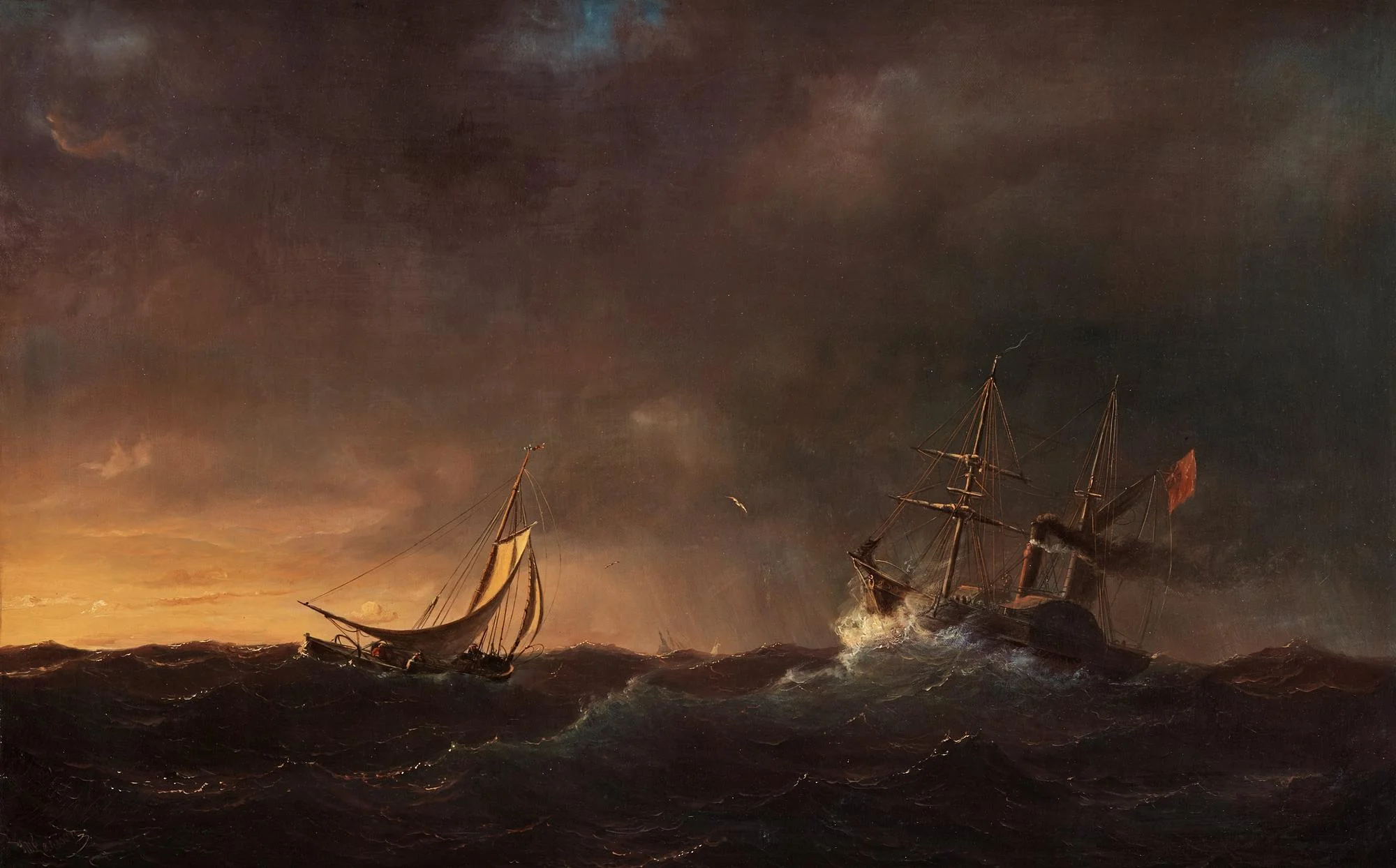 Marcus Larsson, "Stormig afton på havet". — Bukowskis