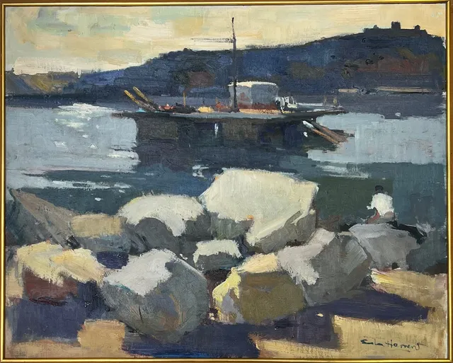 ANTONI SALA HERRERO. "VIVERO, BARCELONA". ÓLEO SOBRE LIENZO.