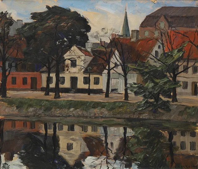CARL OSCAR LARSSON. Södra Promenaden, Malmö, olja på duk, signerad.