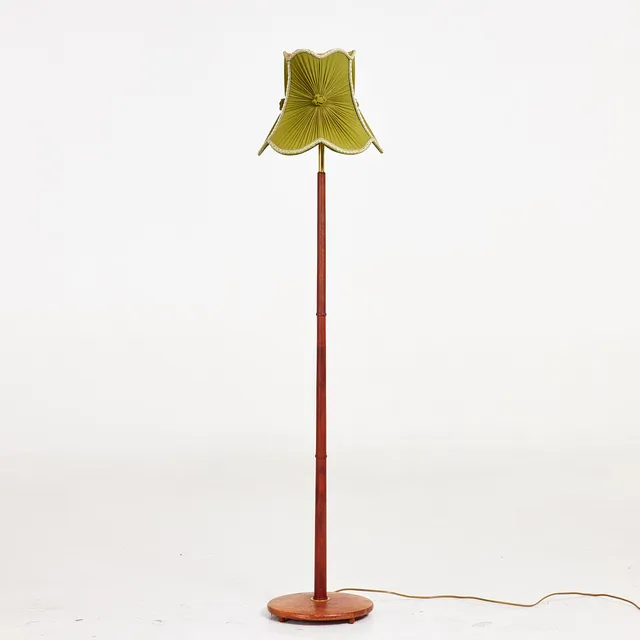 GOLVLAMPA, teak, detaljer i mässing, MAE, Möller Armatur, Eskilstuna, 1950/60-tal.