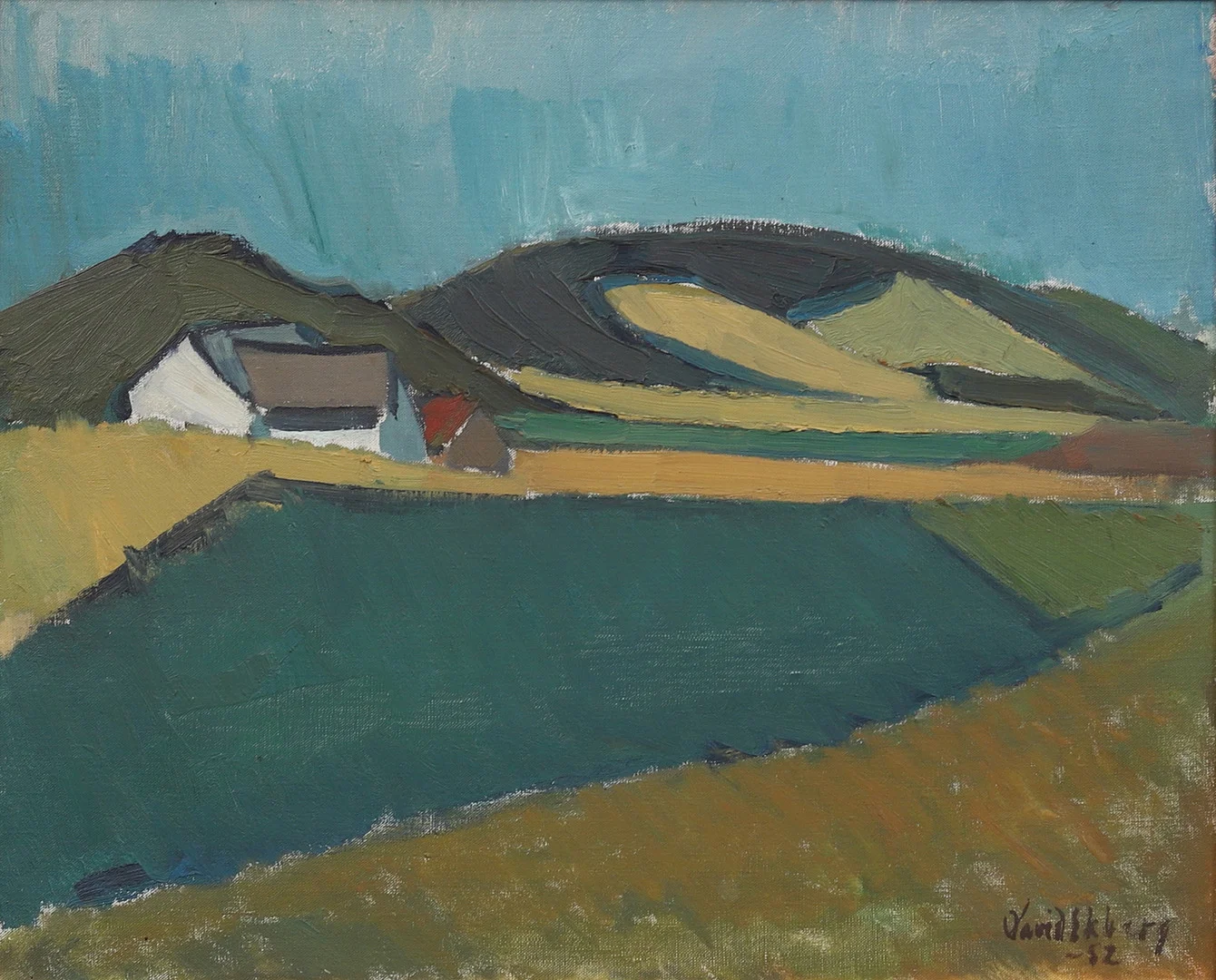 DAVID EKBERG (1915-1954). "Sensommardag, Kåseberga, olja på duk, signerad och daterad -52. — Paintings — Garpenhus Auktioner
