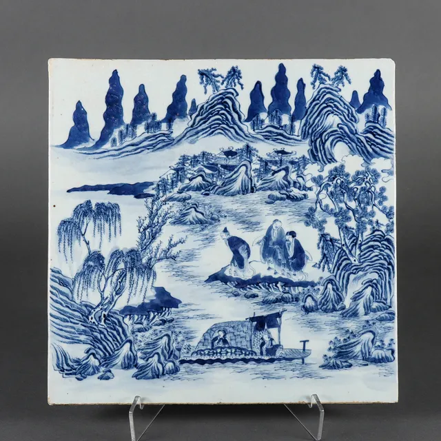 PLAKETT, porslin, Kina, Qingdynasti (1644-1912).
