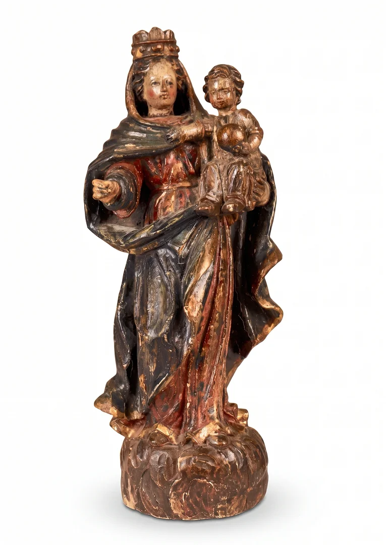 ESCUELA ESPAÑOLA DEL SIGLO XVII. Virgen con el Niño. — Sculptures & Bronzes — Barcelona Auctions
