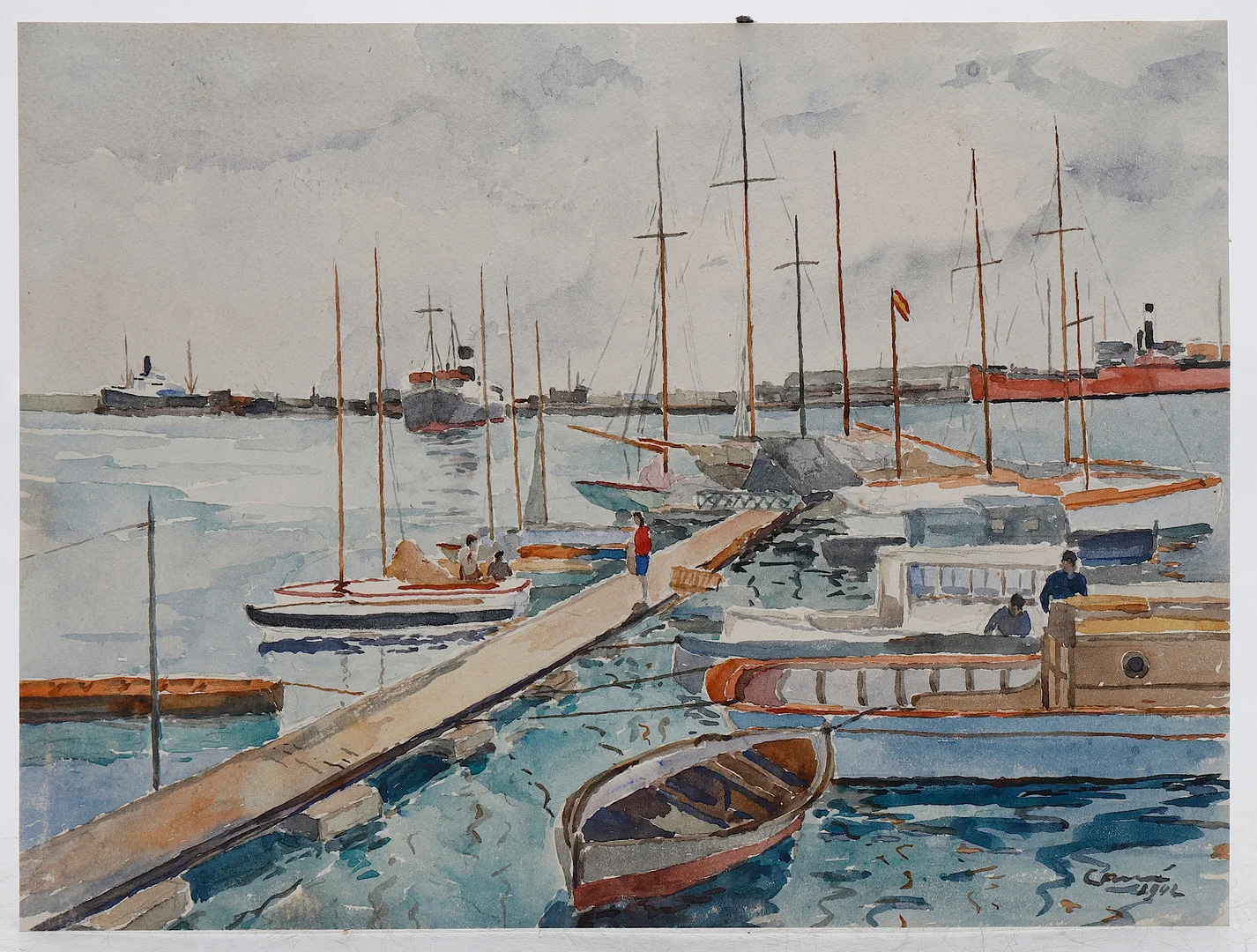 SPANISH SCHOOL, FIRST HALF OF THE 20TH CENTURY. Port view. — Drawings — Balclis