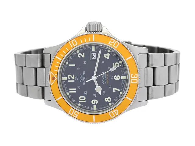 GLYCINE, Combat SUB, Cal ETA 2824-2, Ref nr. 3863, Boett nr. 128770, herrur, 42 mm, stål, automatisk, safirglas (repa), datum, originallänk, viklås, Ref nr. 03863, gummiband, originalspänne, cert, maj 2007, box, ytterkartong.