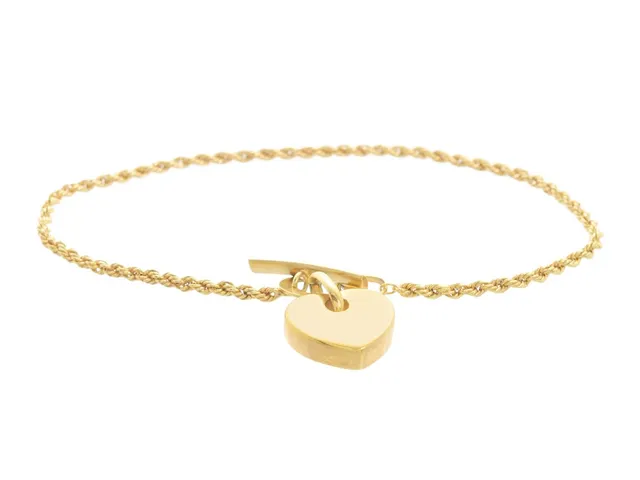 ARMBAND, 18K guld, kordell med hjärta, längd 18,5 cm, vikt 4,1 g.