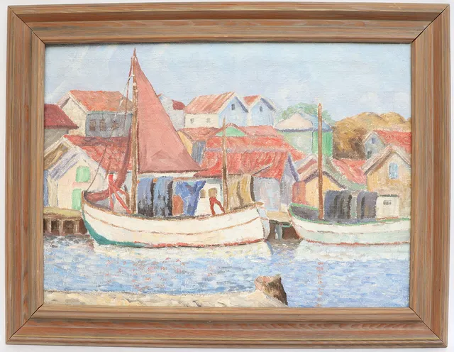 OKÄND KONSTNÄR. Skärgårdsbild, oljemålning på väv, osignerad.