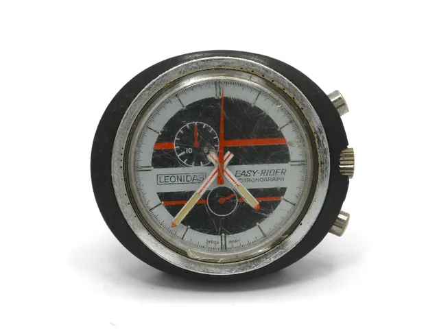 LEONIDAS, Easy-Rider, kronograf, herrur, 45 mm, glasfiber, manuell, plexiglas, skadad urtavla, defekt, ca 1975.