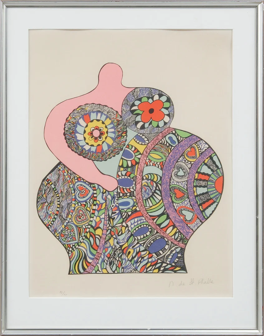 NIKI DE SAINT-PHALLE. Komposition, färglitografi, signerad och numrerad 73/115. — Engravings & Prints — Göteborgs Auktionsverk