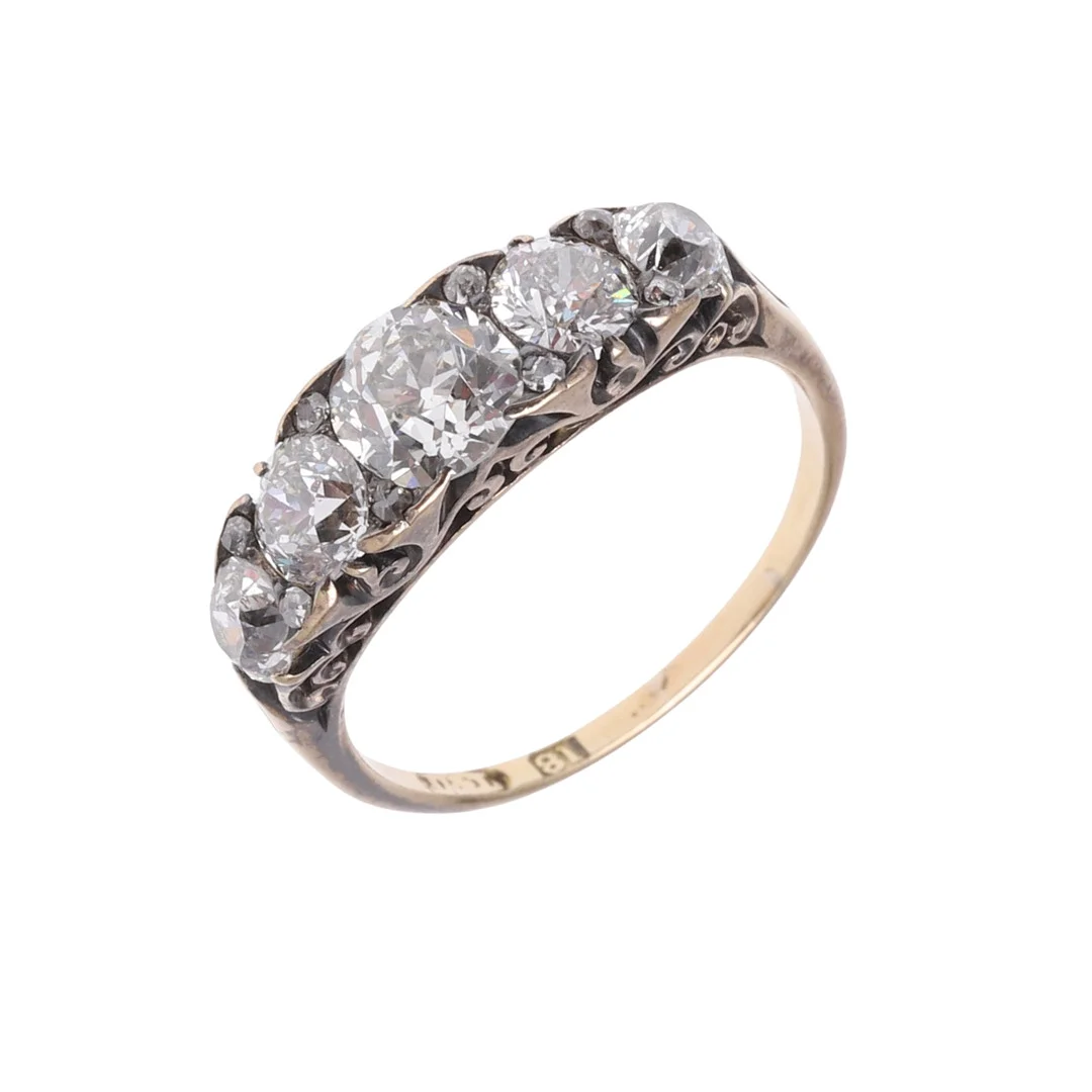 A VICTORIAN DIAMOND FIVE STONE RING. — Rings — Lawrences Auctioneers
